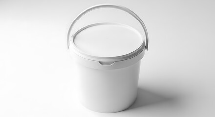 White plastic bucket with handle isolated on white background