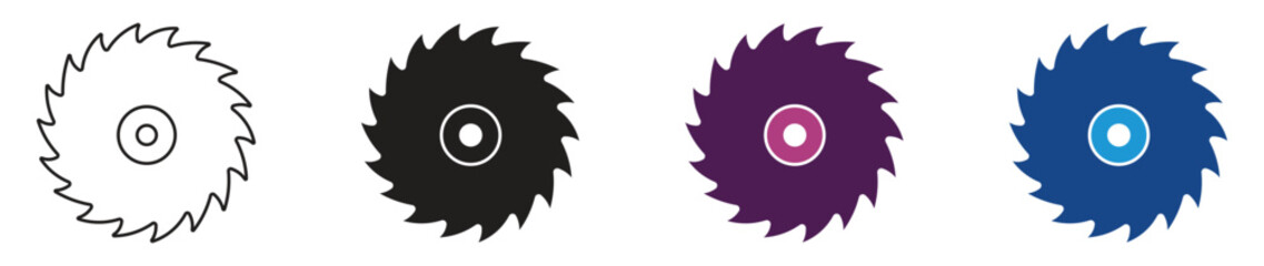 Circular saw icon set. From Working tools, construction and manufacturing icons. Vector illustration on white background.