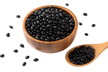 black beans isolated on transparent white background clipping path