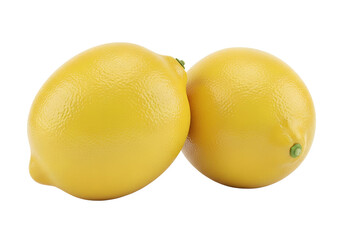 yellow lemons isolated on transparent white background clipping path