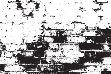 Grunge Black and White Brick Wall Texture Background