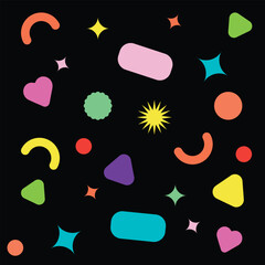 Retro Pop Art Geometric Elements Seamless Background