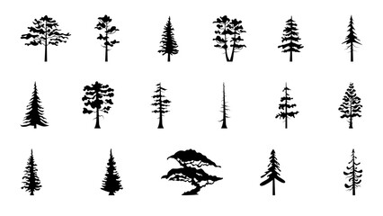 Tree silhouette set | Pine and forest tree vector collection