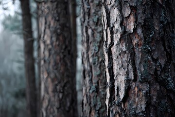 Obraz premium Close-up view of pine trunks aligned to form a seamless forest-inspired texture rich in natural bark and wood patterns