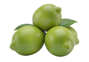 green lemons isolated on transparent white background clipping path