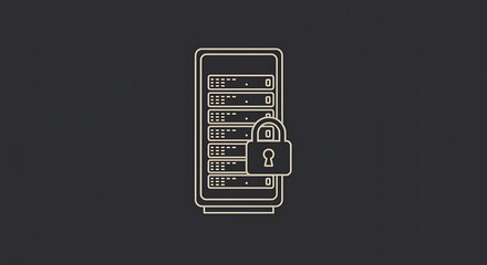 Server rack with padlock icon security concept data