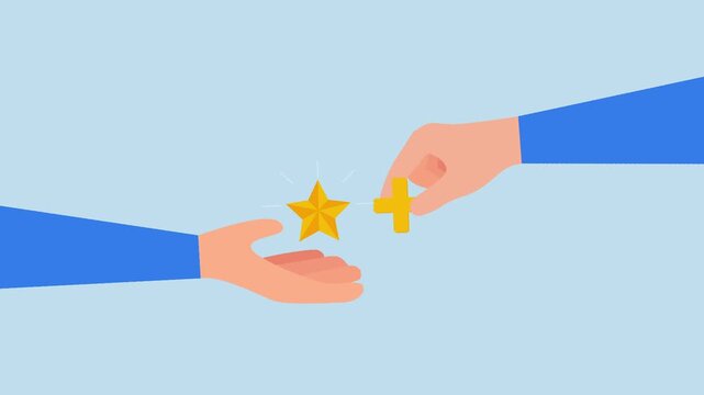 Value added, entrepreneur grasping star value with an additional plus sign included