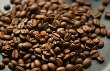 Coffee beans on a frying pan