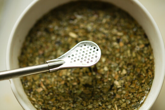 Mate drink in a cup close-up