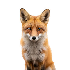 Obraz premium Intriguing Gaze: A stunning portrait of a fox, its fiery red fur and intelligent eyes offering a direct, captivating gaze, set against a pristine backdrop.