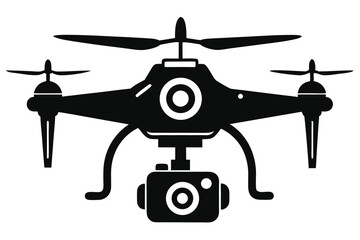 drone camera black and white silhouette on white background