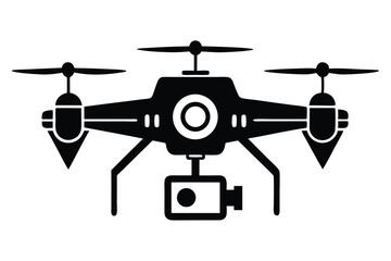 drone camera black and white silhouette on white background