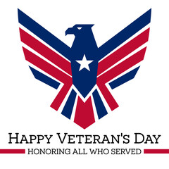 Veterans Day patriotic eagle emblem with red, white, and blue design