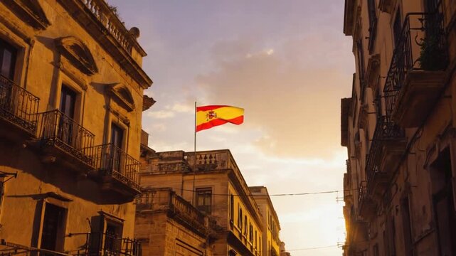 Spanish flag in Barcelona.