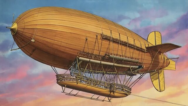 Steampunk zeppelin ship.