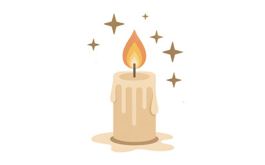 Dripping Candle with Flame and Stars on Transparent Background Keywords: isolate on transparent background