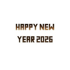 Happy New Year 2026 Typography Text Design | Minimal Greeting Lettering Art | Festive Celebration Graphic