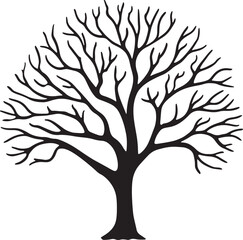 Obraz premium This vector silhouette illustration features a life-giving tree with roots and leaves, symbolizing nature's season and ecology