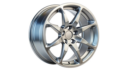 Car wheel rim made of aluminum alloy isolated on transparent background for stylish vehicles