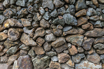 The stone wall texture background natural color. Background of stone wall texture photo. Natural stone wall texture for background. Old Brick texture, Grunge brick wall background.
