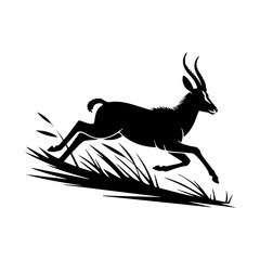 Gazelle running through tall grass silhouette
