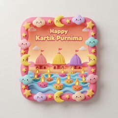 Obraz premium Happy kartik purnima celebration with diyas and festive decorations