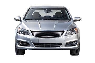 Silver sedan car with a modern design, isolated on transparent background, perfect for family
