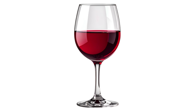 A solitary stemmed glass, filled with crimson liquid, isolated against a dark backdrop