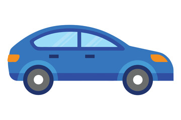 Blue Electric Car Vector Illustration