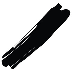 Bold black brush stroke with textured edges on a white background abstract art