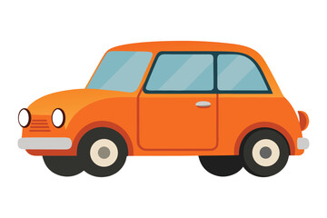 Orange Urban Mini Car Vector Illustration