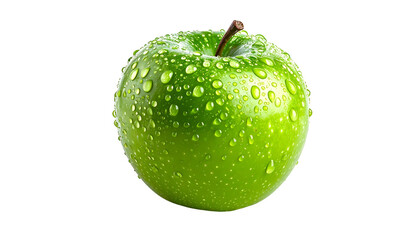 Vibrant, dewy green fruit against a black background. Fresh, crisp details, isolated object