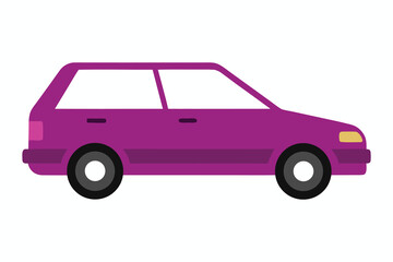 Purple Retro Hatchback Car Vector Illustration