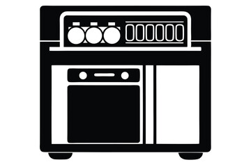 dishwasher black and white silhouette vector illustration