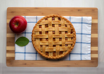 Delicious Homemade Apple Pie with Lattice Crust Ready to Eat