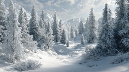 Fototapeta premium winter wonderland a stunning 3d illustration of a silver forestscape