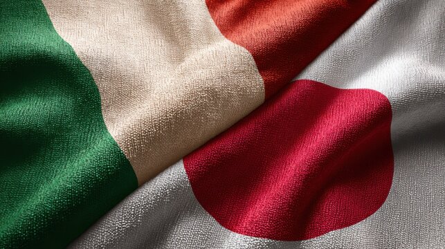 Flags of Italy and Japan displayed together, symbolizing cultural connection and collaboration