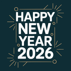 Minimal 2026 new year greeting text layout vector illustration,generative ai	