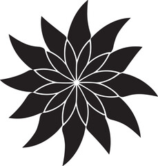 Fototapeta premium Black and white floral vector illustration of a plant leaf and petal design for tattoo art