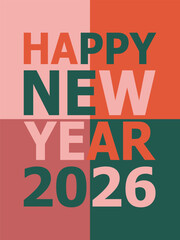 Modern geometric 2026 new year color art vector illustration