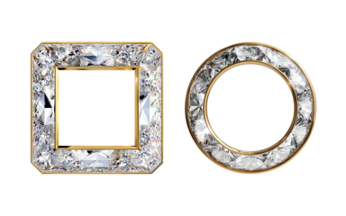 Round and square frame decorated with precious stones