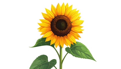Obraz premium A vibrant, detailed illustration of a fully bloomed sunflower against a transparent backdrop