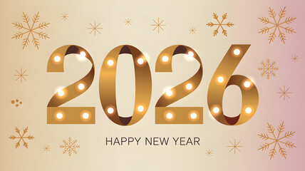 Golden light festive 2026 Background illustration with elegant holiday design,generative ai