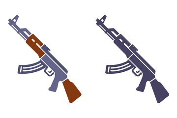 Kalashnikov assault rifle icon. Russian firearms. Flat illustration.