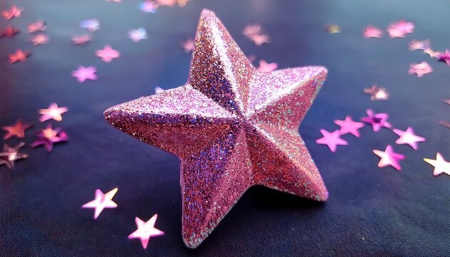 delicate pink star adorned with iridescent glitter