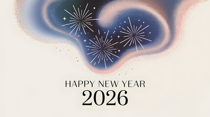 Abstract pastel fireworks 2026 Background illustration with elegant festive design,generative ai