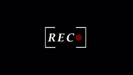Records icon white text red circle blinking animation on transparent background. rec frame icon animation. record icon button Motion graphics of REC concept with alpha channel in 4K.