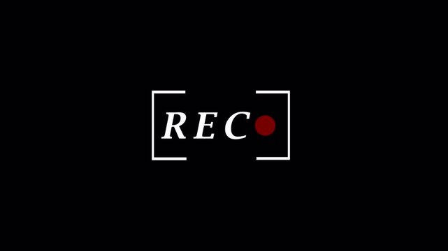 Records icon white text red circle blinking animation  on transparent background. rec frame icon animation. record icon button Motion graphics of REC concept with alpha channel in 4K. - Powered by Adobe