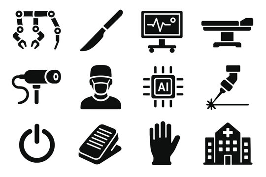 Avatar pedal chip laser medical icon icons ai robotic sterile surgery vector
