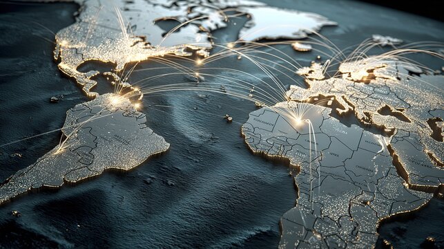 Global Logistics Map Illustrating Key Trade Routes and Warehousing Standards Worldwide Perspective Digital Visualization High-Tech Environment Interactive Concept - Powered by Adobe